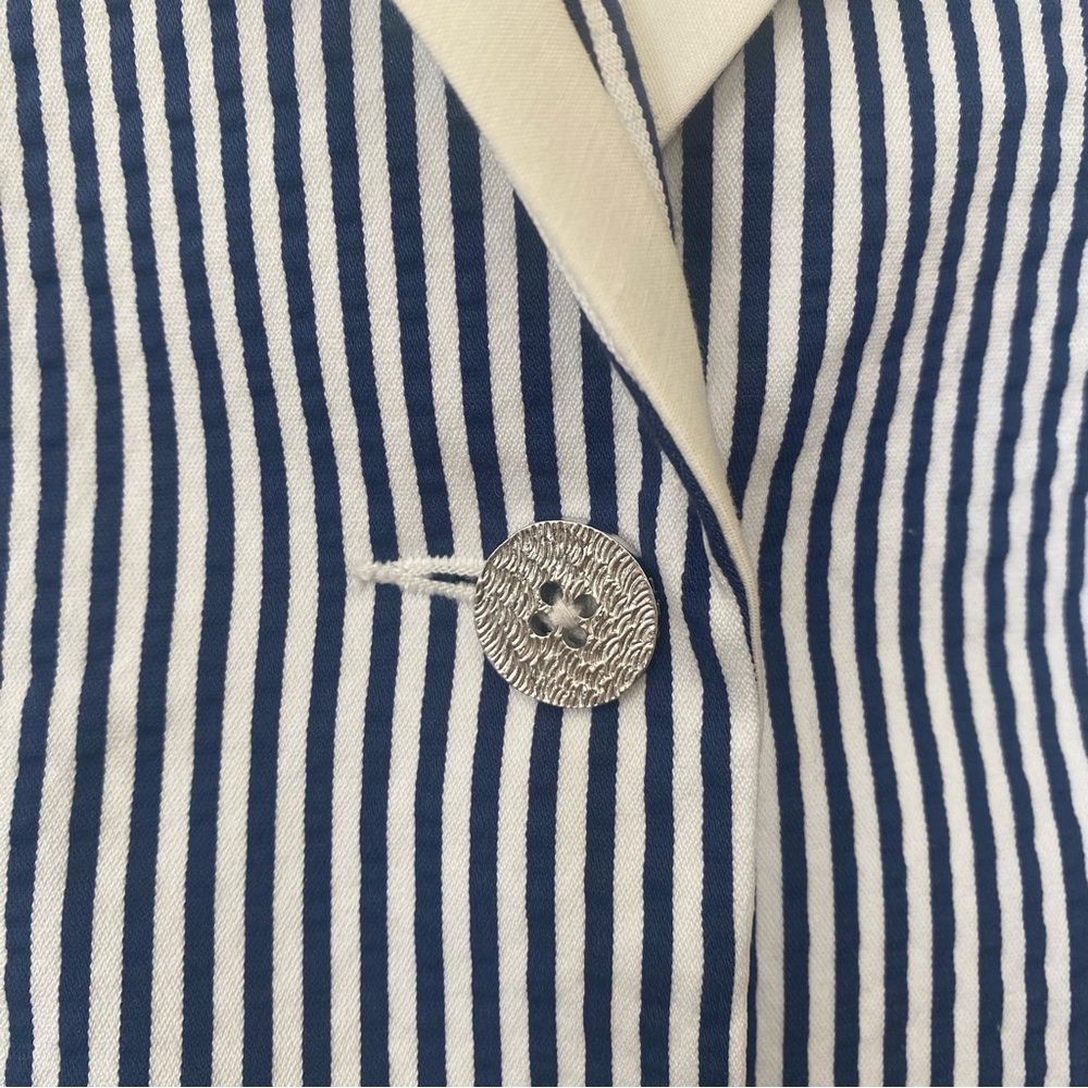 St. John Navy and White Striped Blazer - Picture 2 of 10
